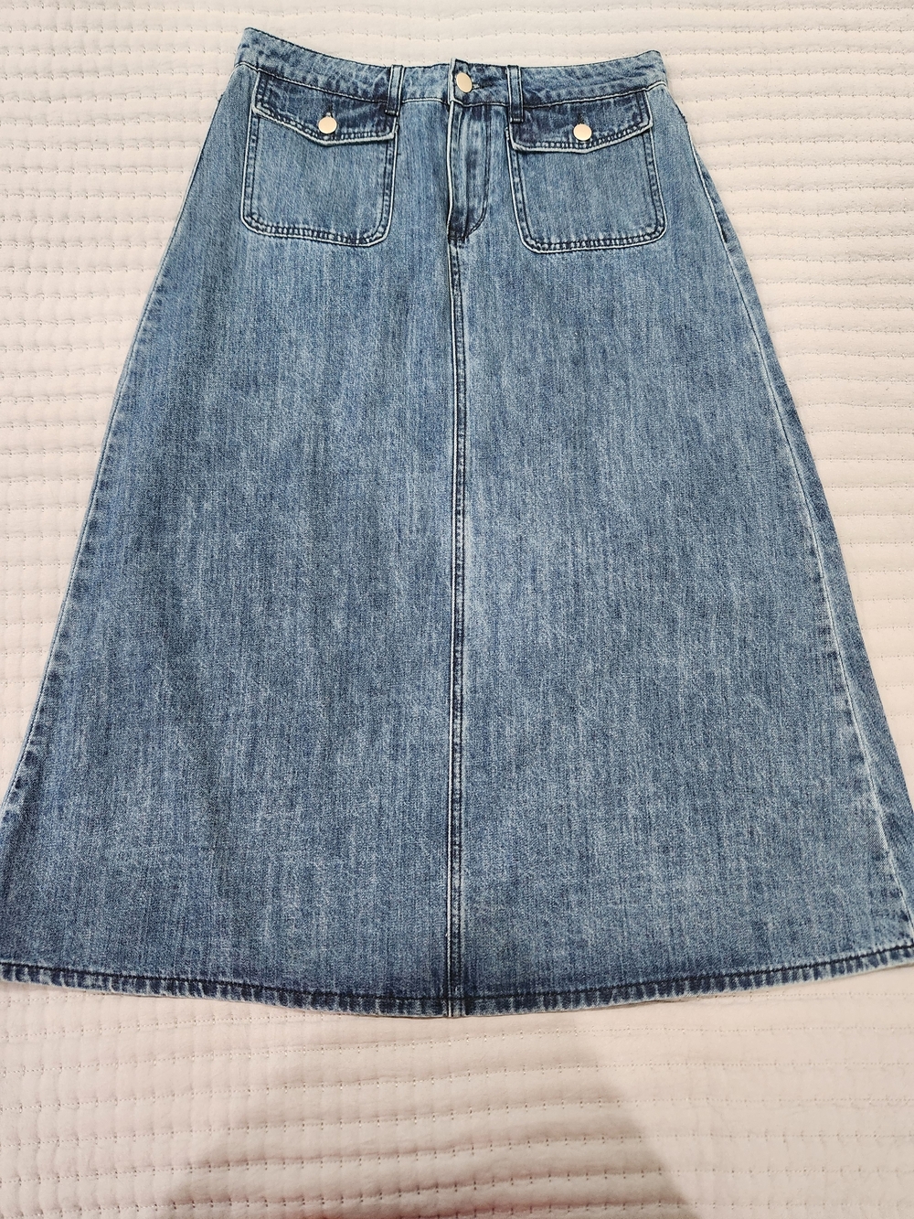 Allegra K Light Blue Denim Midi A-Line Skirt